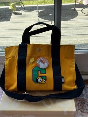 BT21 Yellow Canvas Messenger Tote with Black Straps